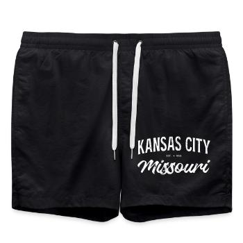 Lettrage vintage de Kansas City Missouri - Short de bain - noir - Devant - AI Model Male 185 light (185cm)