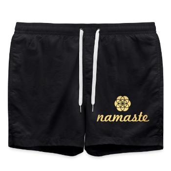 Namaste Yoga Fleur de Vie en Or Shanti Ornement - Short de bain - noir - Devant - AI Model Male 185 light (185cm)