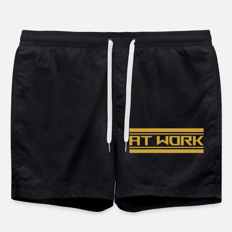 at work - Swim Trunks - black