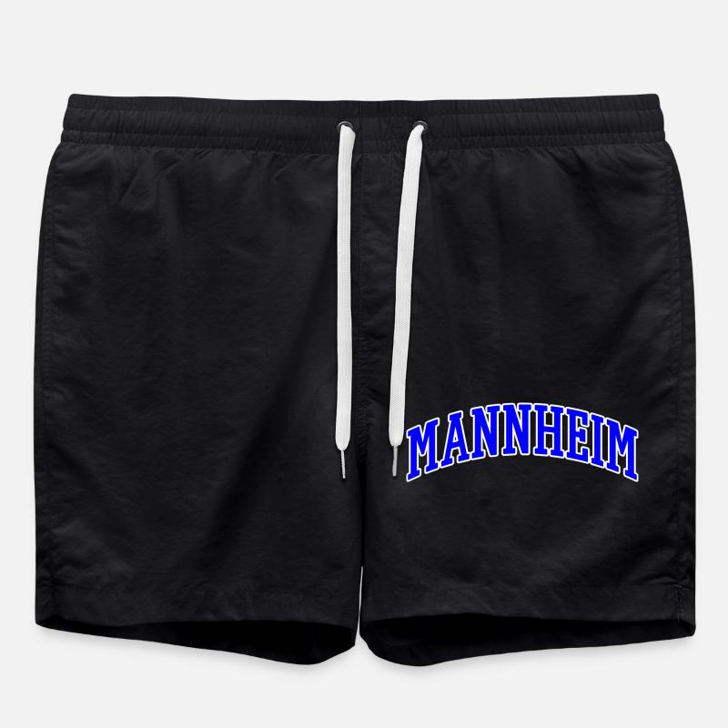 Mannheim Lettering Blue White - Swim Trunks - black
