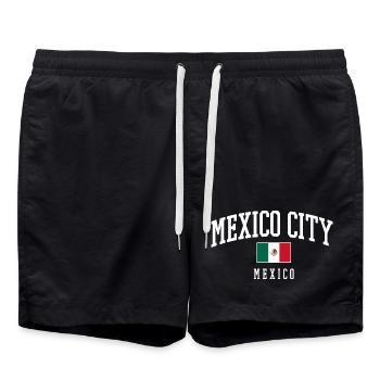 Drapeau typographique de Mexico - Short de bain - noir - Devant - AI Model Male 185 light (185cm)