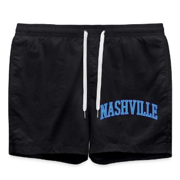 Nashville Varsity Schriftzug - Badeshorts - Schwarz - Vorne - AI Model Male 185 light (185cm)
