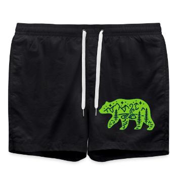 Nature totem green bear - Swim Trunks - black - Front - AI Model Male 185 light (185cm)