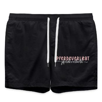 Pferdeverliebt Pferd Pferdemädchen Pferde Reiten - Badeshorts - Schwarz - Vorne - AI Model Male 185 light (185cm)