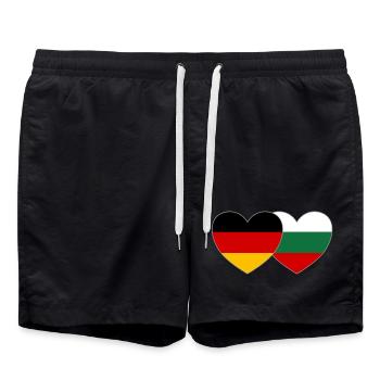 Germany Bulgaria Flag Heart - Swim Trunks - black - Front - AI Model Male 185 light (185cm)