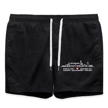 Antwerp trading city and art city skyline - Swim Trunks - black - Front - AI Model Male 185 light (185cm)