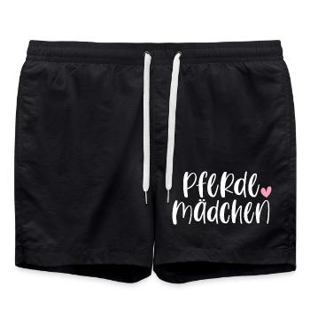 Pferde Pferdemädchen Pferd Reiten Geschenk - Badeshorts - Schwarz - Vorne - AI Model Male 185 light (185cm)
