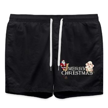 Joyeux Noël vous souhaite le Père Noël - Short de bain - noir - Devant - AI Model Male 185 light (185cm)