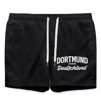 Dortmund Deutschland Vintage Typo - Badeshorts - Schwarz - Vorne - AI Model Male 185 light (185cm)