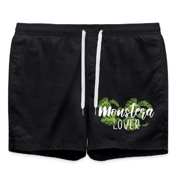 Monstera Lover Tropische Pflanzen Geschenk - Badeshorts - Schwarz - Vorne - AI Model Male 185 light (185cm)