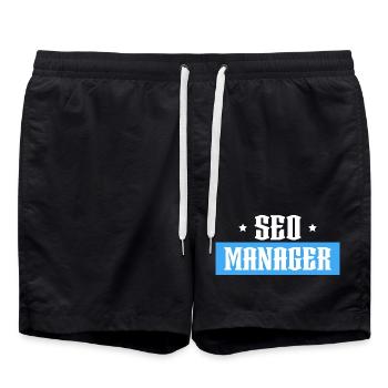 SEO Manager tshirt bleu noir - Short de bain - noir - Devant - AI Model Male 185 light (185cm)