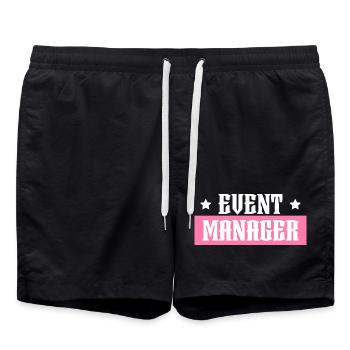 Event Manager pink tshirt black - Swim Trunks - black - Front - AI Model Male 185 light (185cm)