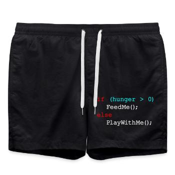 If hunger feed me else play with me - JavaScript - Swim Trunks - black - Front - AI Model Male 185 light (185cm)