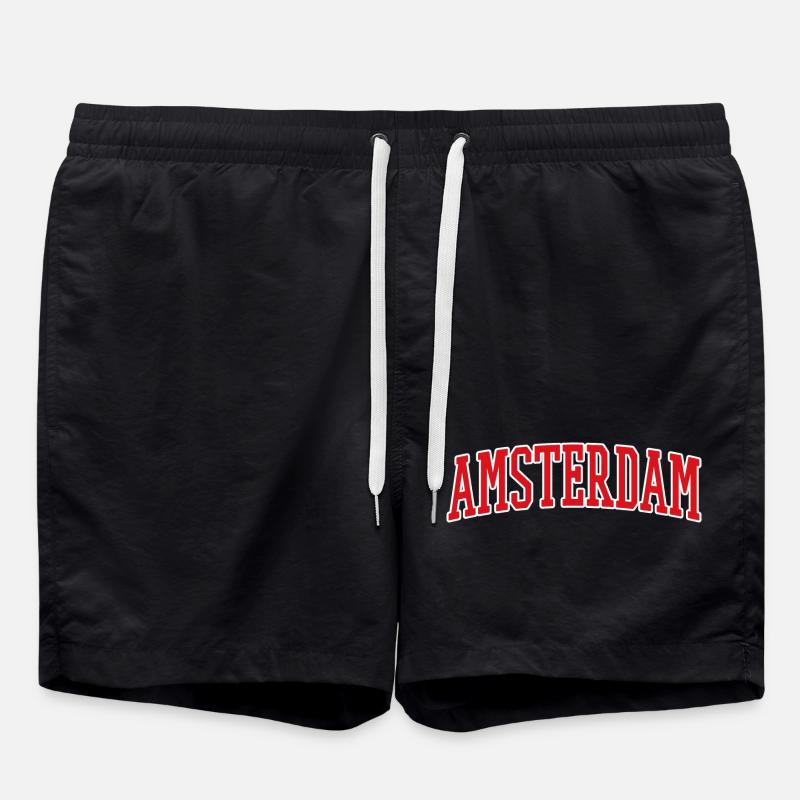 Lettrage Amsterdam Design rouge blanc - Short de bain - noir