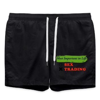 Most Important in Life Sex Trading - Swim Trunks - black - Front - AI Model Male 185 light (185cm)