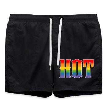 Texte arc-en-ciel Hot LGBT lgbtqi queer - Short de bain - noir - Devant - AI Model Male 185 light (185cm)