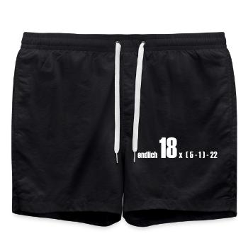 endlich 18 oder doch 50? - Badeshorts - Schwarz - Vorne - AI Model Male 185 light (185cm)