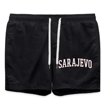 Sarajevo Bold Lettering - Swim Trunks - black - Front - AI Model Male 185 light (185cm)