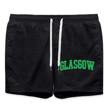 Glasgow College Stil Grüner Blockschrift - Badeshorts - Schwarz - Vorne - AI Model Male 185 light (185cm)