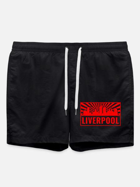 Liverpool Skyline in Red Rays - Swim Trunks - black