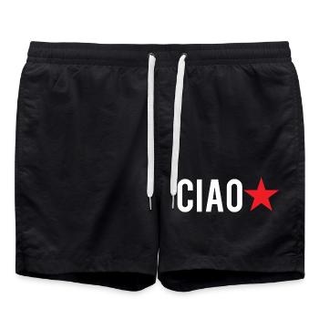 t-shirt hello red star t-shirt red star - Swim Trunks - black - Front - AI Model Male 185 light (185cm)