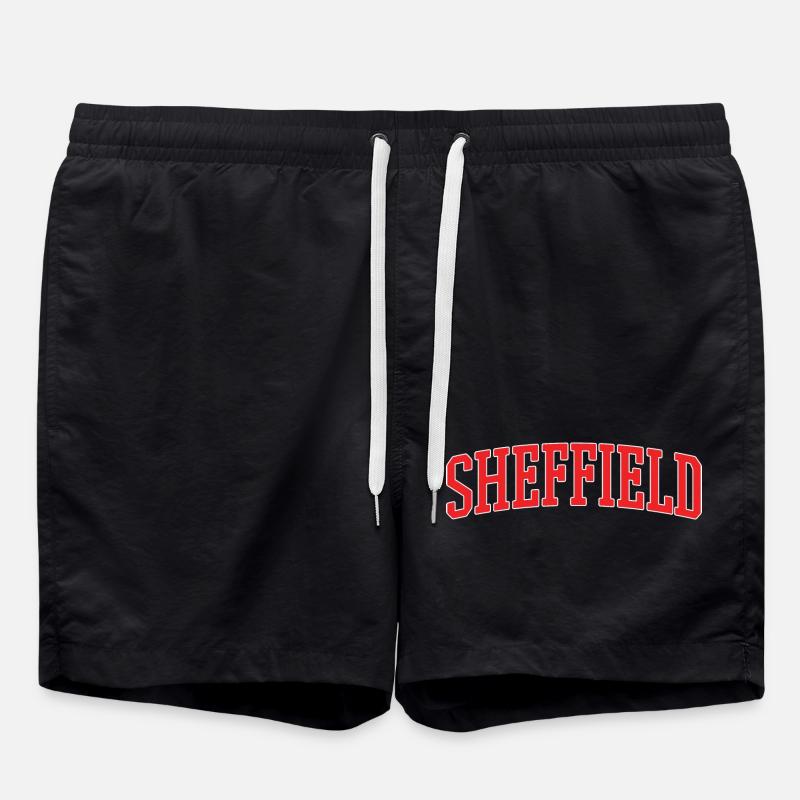 Lettrage rétro Varsity de Sheffield - Short de bain - noir