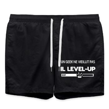 Un geek ne vieillit pas il levelup - Short de bain - noir - Devant - AI Model Male 185 light (185cm)