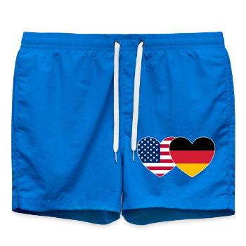 USA Deutschland Flagge Herz - Badeshorts - Cobalt blue - Vorne