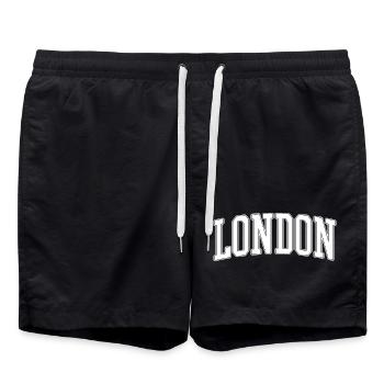 LONDON Block Font Big City Logo - Swim Trunks - black - Front - AI Model Male 185 light (185cm)