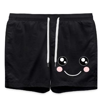 Kawaii, yeux, visage - Short de bain - noir - Devant - AI Model Male 185 light (185cm)