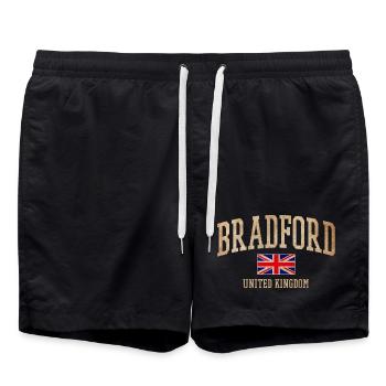 Bradford UK Vintage Banner - Badeshorts - Schwarz - Vorne - AI Model Male 185 light (185cm)