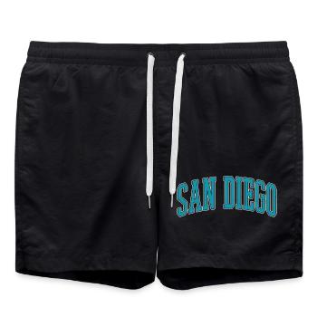 San Diego Block Font Collection - Swim Trunks - black - Front - AI Model Male 185 light (185cm)