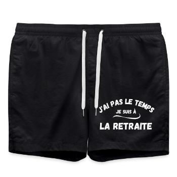 Retraite, retraite humour, retraité, retraitée - Short de bain - noir - Devant - AI Model Male 185 light (185cm)