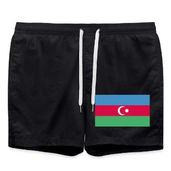 Azerbaijan flag Bayrak - Swim Trunks - black - Front - AI Model Male 185 light (185cm)
