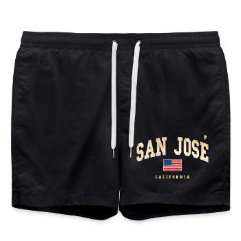 San Jose Vintage Flag California - Badeshorts - Schwarz - Vorne - AI Model Male 185 light (185cm)