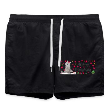 Cult Wolf Christmas, MÄHrry Christmäh's Heart - Swim Trunks - black - Front - AI Model Male 185 light (185cm)