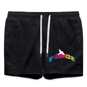 Peace with Dove Rainbow Colors - Swim Trunks - black - Front - AI Model Male 185 light (185cm)