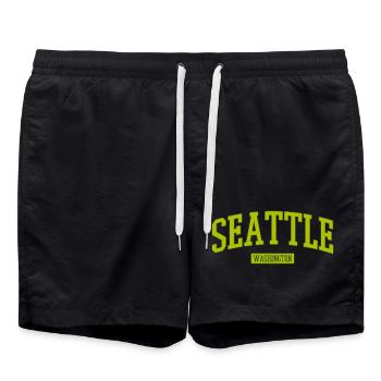 Lettrage Seattle Washington - Short de bain - noir - Devant - AI Model Male 185 light (185cm)