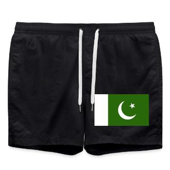 Pakistan National Flagge - Badeshorts - Schwarz - Vorne - AI Model Male 185 light (185cm)
