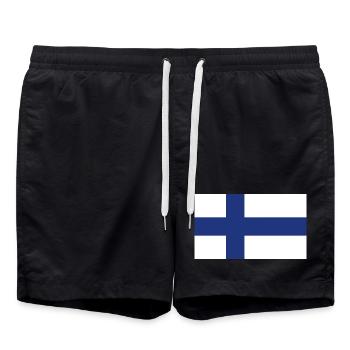 Finland National Flag - Swim Trunks - black - Front - AI Model Male 185 light (185cm)