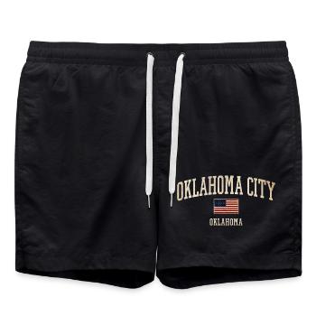 Oklahoma City Vintage Flag-Style - Swim Trunks - black - Front - AI Model Male 185 light (185cm)