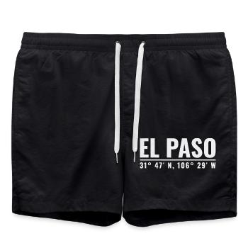 El Paso Vintage Schriftzug - Badeshorts - Schwarz - Vorne - AI Model Male 185 light (185cm)