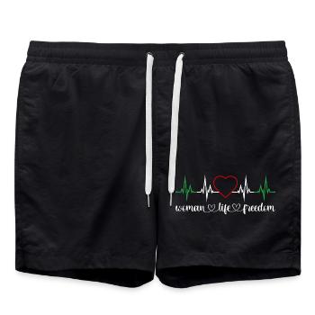 Woman Life Freedom Herzschlag Frauenrechte Iran - Badeshorts - Schwarz - Vorne - AI Model Male 185 light (185cm)