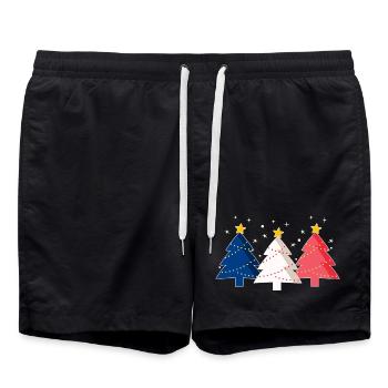Joyeux Noël Weihnachtsbäume Frankreich Flagge - Badeshorts - Schwarz - Vorne - AI Model Male 185 light (185cm)