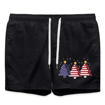 Weihnachtsbäume Amerika USA Flagge - Badeshorts - Schwarz - Vorne - AI Model Male 185 light (185cm)