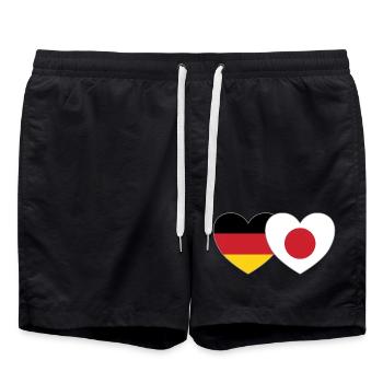 Germany Japan Flag Heart - Swim Trunks - black - Front - AI Model Male 185 light (185cm)