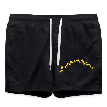 Stararc semicircle small 3D stars - Swim Trunks - black - Front - AI Model Male 185 light (185cm)