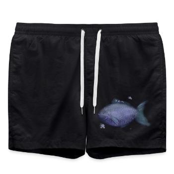 Azure Coralfish in Violet Scales - Swim Trunks - black - Front - AI Model Male 185 light (185cm)