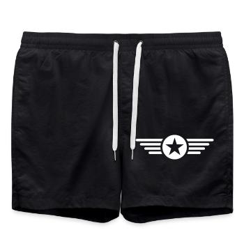 Ich bin ein Stern mit Flügel  - Badeshorts - Schwarz - Vorne - AI Model Male 185 light (185cm)