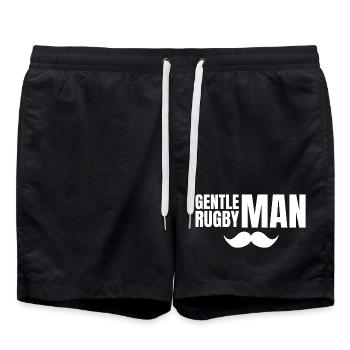 rugby, rugbyman, rugby sport, rugby humour - Swim Trunks - black - Front - AI Model Male 185 light (185cm)
